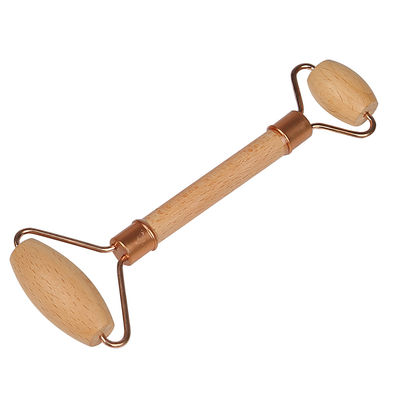 Manopla de madeira de rolos duplos Guasha Massagem facial com massagem facial Natural Jade Gua Sha Roller
