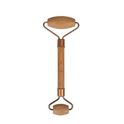 Manopla de madeira de rolos duplos Guasha Massagem facial com massagem facial Natural Jade Gua Sha Roller