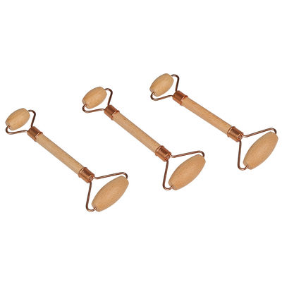 Manopla de madeira de rolos duplos Guasha Massagem facial com massagem facial Natural Jade Gua Sha Roller