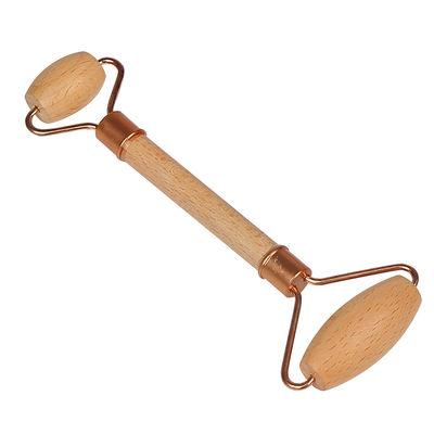 Manopla de madeira de rolos duplos Guasha Massagem facial com massagem facial Natural Jade Gua Sha Roller