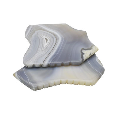 Ferramentas personalizadas de massagem de tabuleiro de Guasha, raspador de pedras de cura, tabuleiro de massagem facial, massagista facial para rejuvenescimento facial, Agate cinza Gua Sha