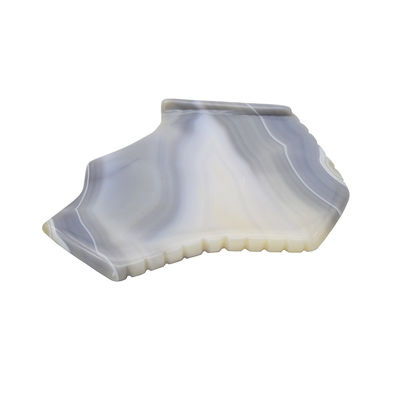 Ferramentas personalizadas de massagem de tabuleiro de Guasha, raspador de pedras de cura, tabuleiro de massagem facial, massagista facial para rejuvenescimento facial, Agate cinza Gua Sha