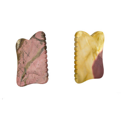 Preto 7*5,5*0,5cm Rhodonite ou Mookaite Jade Gua sha board guasha Stone Scraping Guasha Massage Tools para cuidados faciais