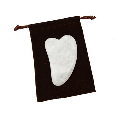 Ferramenta portátil de Gua Sha massagista de jade branco polido para relaxamento muscular e melhoria da beleza