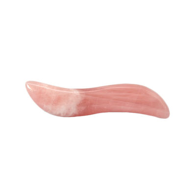 Palhinha de massagem de quartzo rosa polido Gua Sha 110 mm de comprimento para tratamento facial e ponto de acupuntura