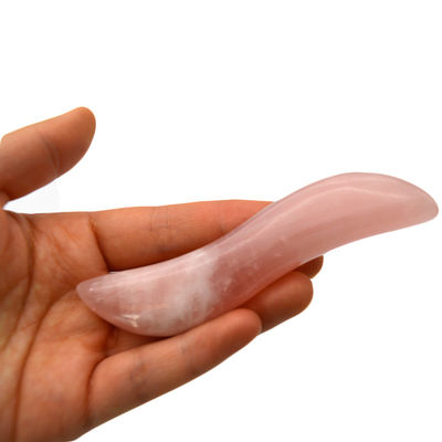 Palhinha de massagem de quartzo rosa polido Gua Sha 110 mm de comprimento para tratamento facial e ponto de acupuntura