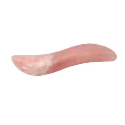 Palhinha de massagem de quartzo rosa polido Gua Sha 110 mm de comprimento para tratamento facial e ponto de acupuntura