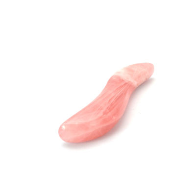 Palhinha de massagem de quartzo rosa polido Gua Sha 110 mm de comprimento para tratamento facial e ponto de acupuntura