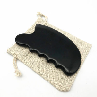 OEM ODM Natural Black Therapy Bian Stone Guasha Ferramentas de Escrava Massagem Gua Sha Para Corpo 11,5*6*0,8cm