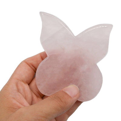 Instrumento de beleza pessoal 90mm Tabela Guasha Borboleta Rosa com Pedra de Pedra Rosa Quartz Gua Sha