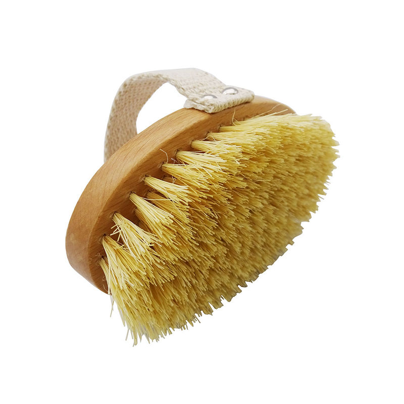 Função de massagem Amarelo Corpo seco e molhado escova moles Peles naturais Esfoliação pele morta Celulite lisa Retardar o envelhecimento Estimular linfa e fluxo sanguíneo
