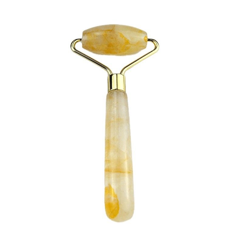 128*58mm Amarelo Citrine Roller Pedra Natural Real Massagista Facial gelo Roller Facial Soldado Área de Massagem Suave