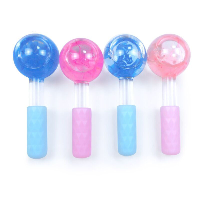 Logotipo personalizado disponívelGlobos de gelo faciais para massagem facial Roller Gua Sha líquido anti-congelamento para reduzir poros e rugas