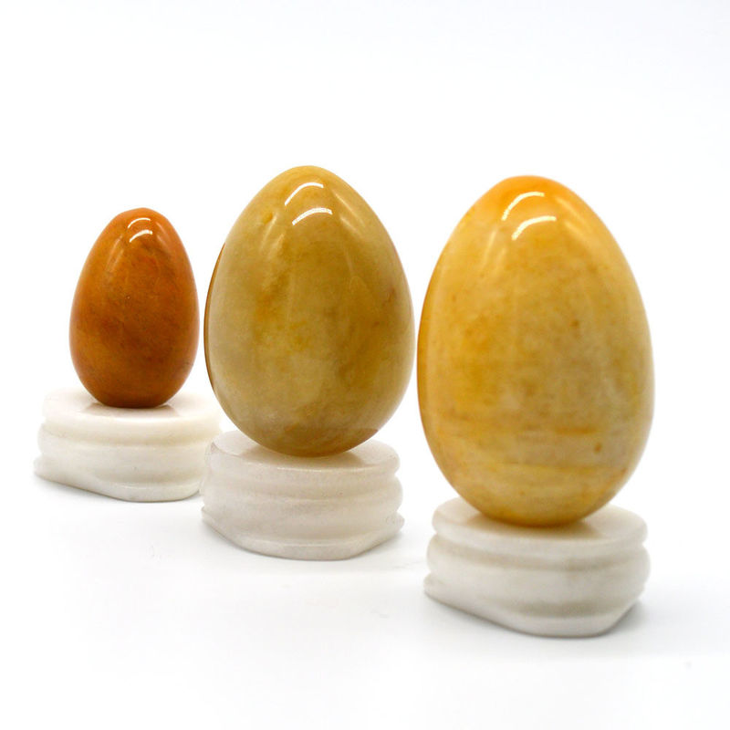 Aperto vaginal com ovos de jade amarelo natural Ferramenta de exercícios de Kegel 45*30/40x30/x20mm