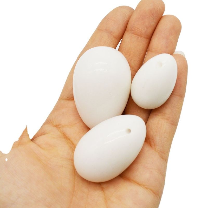 Característica regional Ovos de jade branco para peso de Kegel Ovos de mármore e pedra polidos em estilo de arte popular