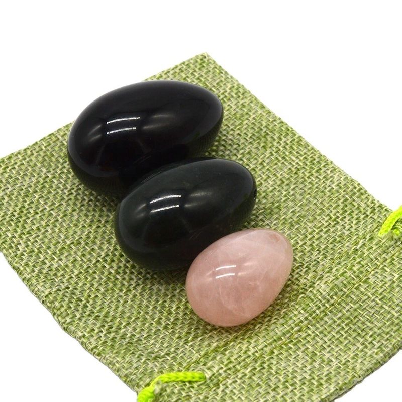 Características regionais Nefrita de obsidiana esculpida Rosa Quartz Jade natural Ovos polidos Yoni Ovos Pedra preciosa