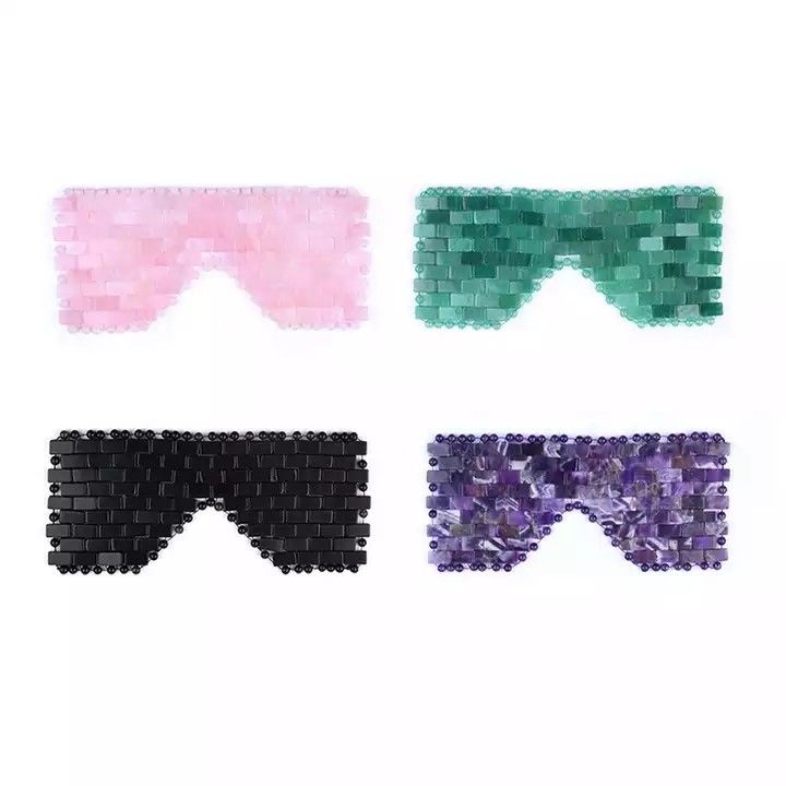 16*9cm Eco-friendly Natural Jade Facial Mask e Rose Quartz Face Eye Mask Beauty Essential Double Pack
