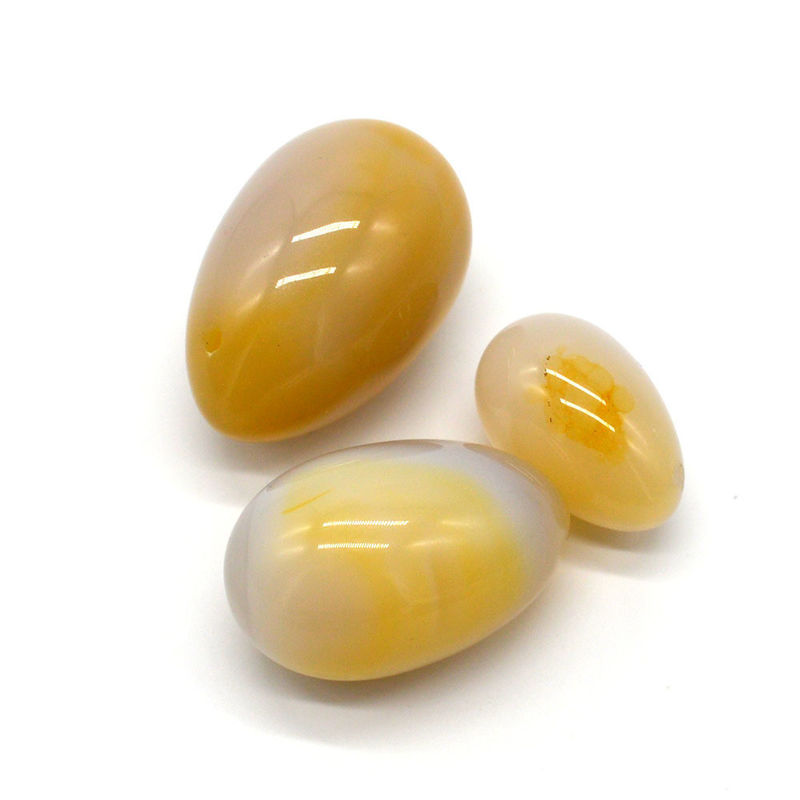 Gravação Natural Agate Pedra Ovos Perfurados Exercício Vaginal Ovos de Jade 45*30mm/40*25mm/30*20mm