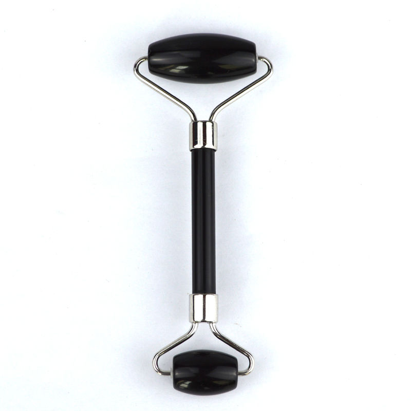 Rolo de obsidiana natural preto Guasha massagem facial Gua Sha Roller para rosto pescoço e olhos Classic Jade Roller Acessível