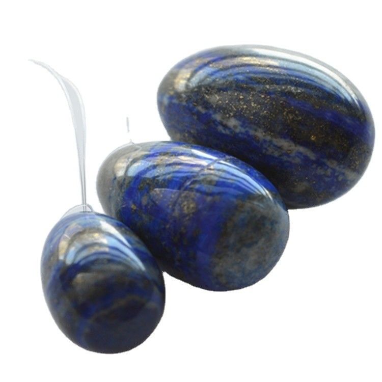 Conjunto de 3 ovos de pedra lapislázuli ovos de Kegel natural ovos de exercícios de pedra preciosa jade Yoni ovos perfurados ou não perfurados 3 tamanhos feitos