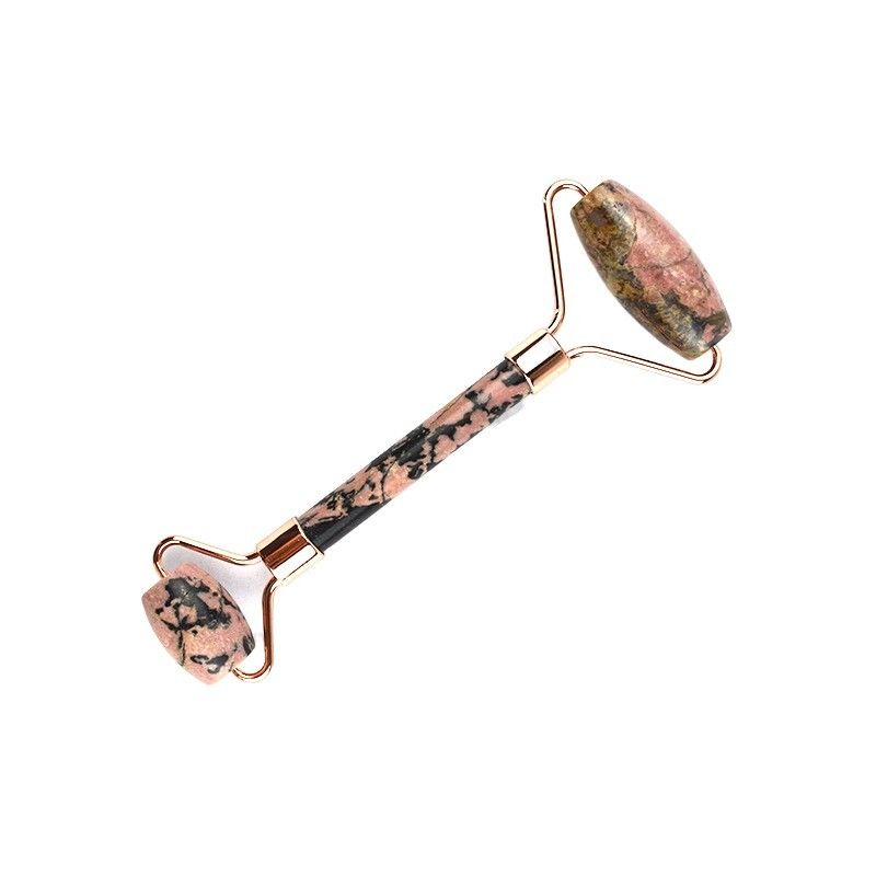 Massagista Facial Rodonite Stone Jade Roller Gua Sha para Massagem Muscular Anti-envelhecimento 100% Pedra Preta Natural Custom Logotipo Casa
