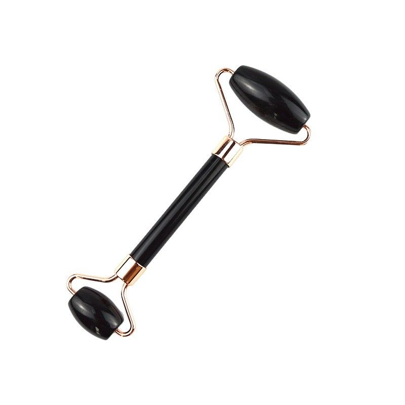 100% Pedra Natural Preta Obsidiana Negra Facial Jade Guasha Roller Massager Gua Sha Face Massage Beauty Tools Ferramentas de Cuidados da Pele