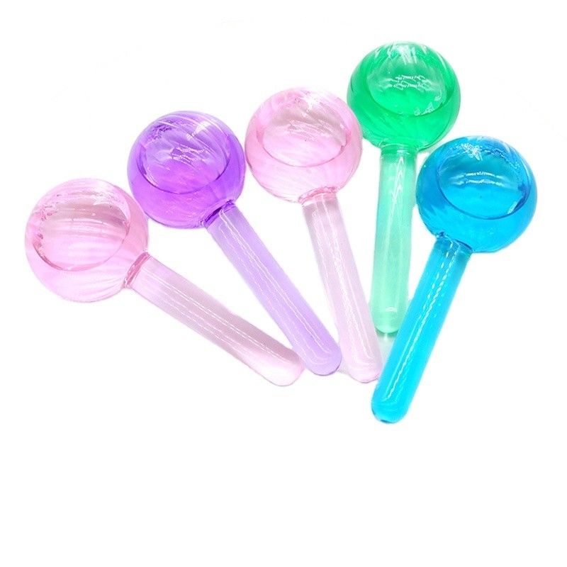 Rolamentos faciais azuis Massageadores para pele fria para tratamentos faciais Glóbulos de gelo verdes Dispositivo de massagem de resfriamento e aperto