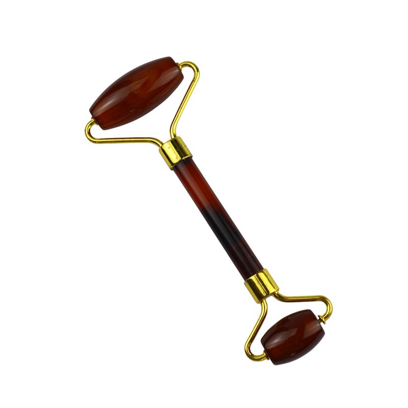 Logotipo personalizado Disponível Produto de beleza facial Carnelian Guasha Face Roller para 100% Natural Cristal Massajador de Ágata Vermelha