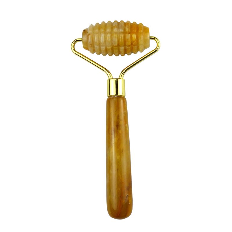 Massagista Facial Jade Amarelo Custom Roller de Jade de Pedras preciosas para Massagem de Rosto e Pescoço