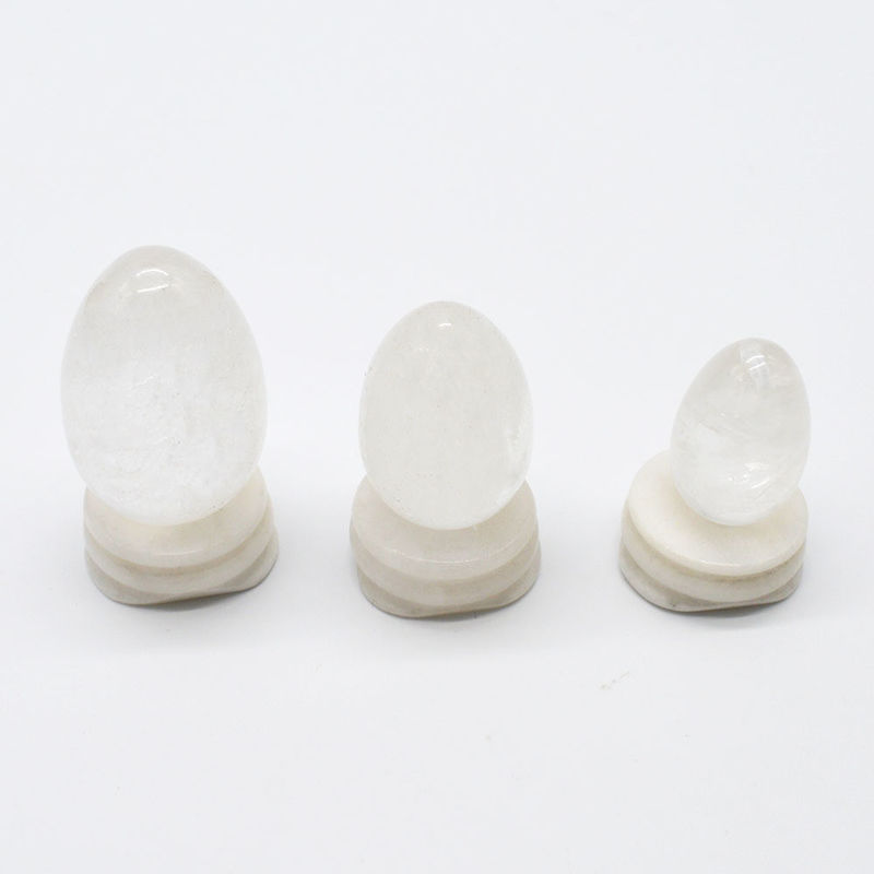 Técnico Polido Cristal Claros Quartzo Yoni Ovos Claros Brancos Pedra Sagrada Ovos de Kegel para Melhorar a Saúde da Pelve