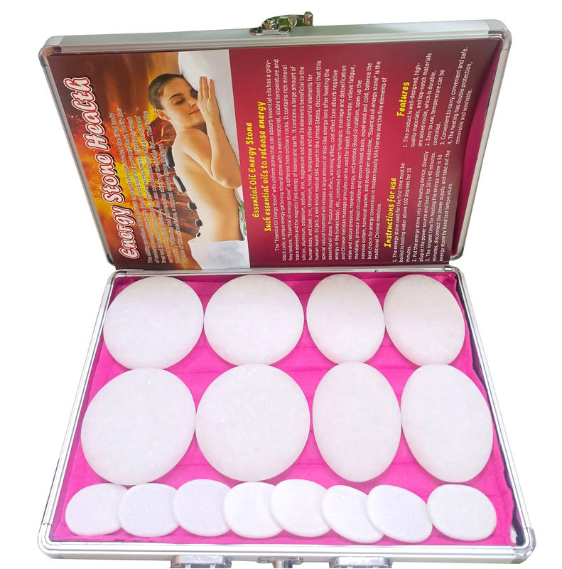 Função Musical 16pcs Jade Branco Pedra de Energia Beleza Massagem aquecedor Spa Óleo Essencial Caixa de Massagem Para Cuidados de Saúde Pessoal