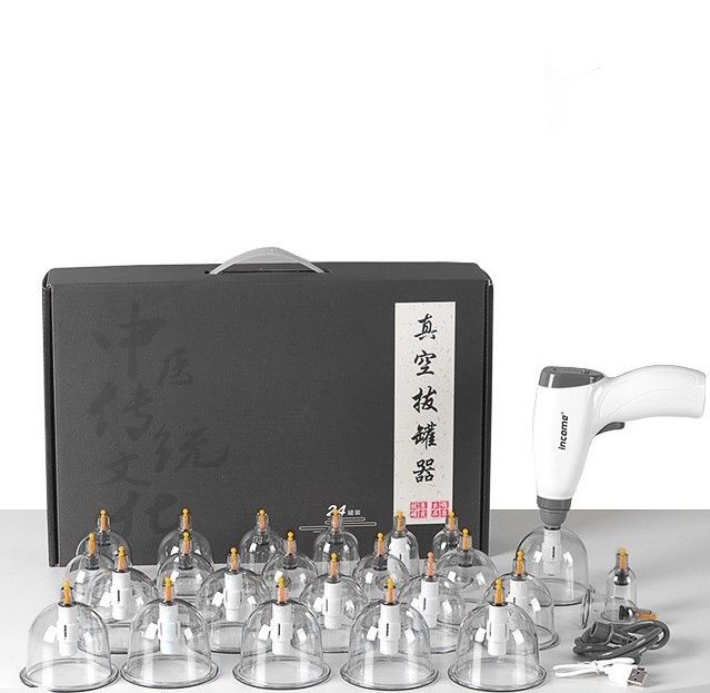 Ferramentas de massagem Tradicional chinês 24pcs Copas Anti-celulite Cupping Elétrico Conjunto de vácuo Gua Sha Cupping Terapia com bomba pistola extensão tubo