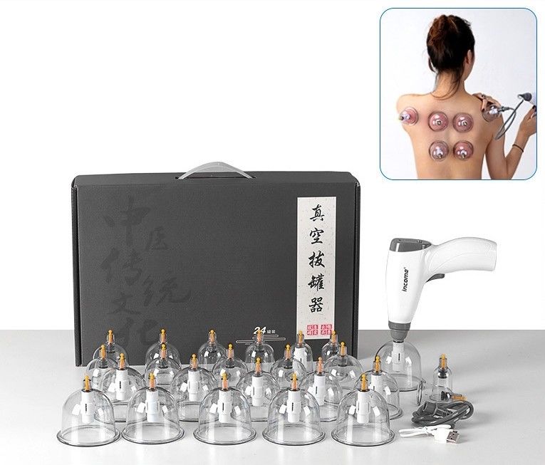 Conjunto de 24 peças Elétrico Guasha Cupping Massager de Sucção para Massagem Muscular do Corpo Meridiano Tratamento Relax Tool