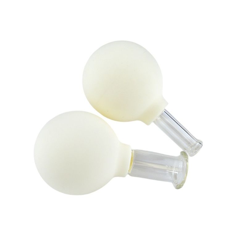2023 chegadas 2 peças de vidro silicone Cupping Set Massagem vácuo Sucção Cupping Cups para o rosto por borracha e martelo de massagem