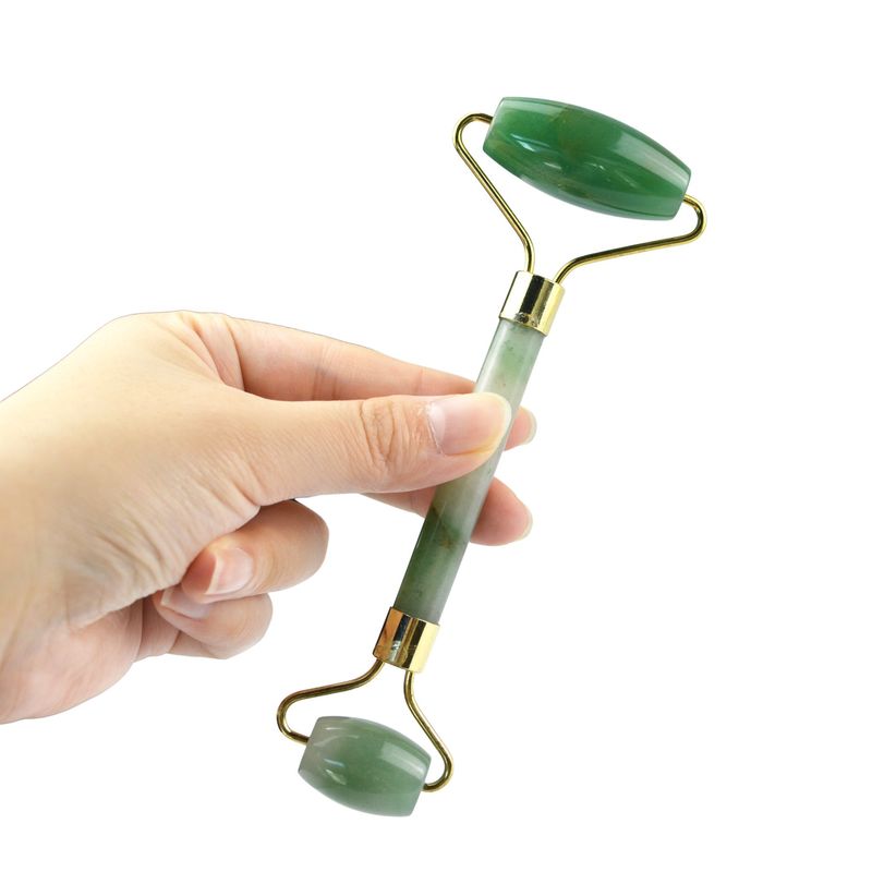 Equipamento de massagem facial Aventurine Verde Gua Sha Jade Roller Stone Guasha Roller para massagista facial