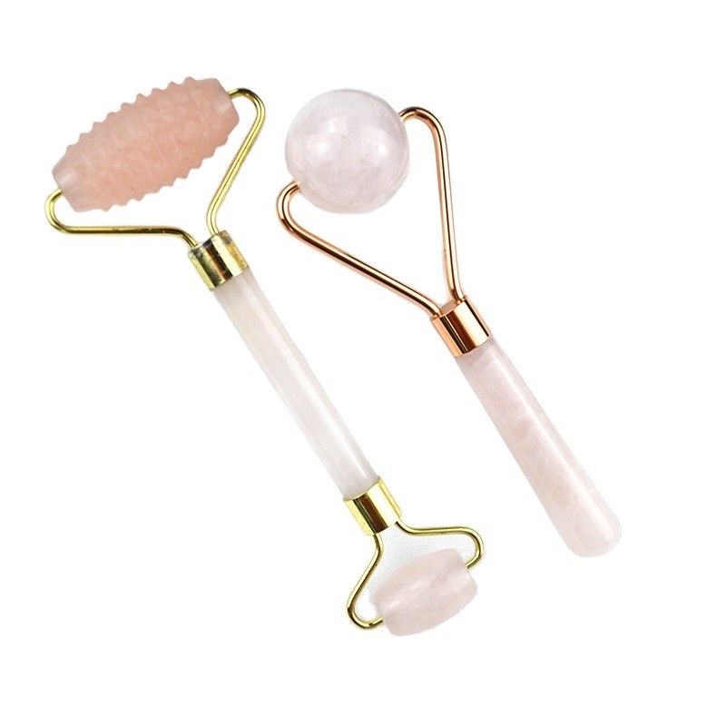 Massagem Muscular Massagista Facial 2024 Rosa Quartz Natural Jade Roller Gua Sha Ferramentas com Logotipo Personalizado