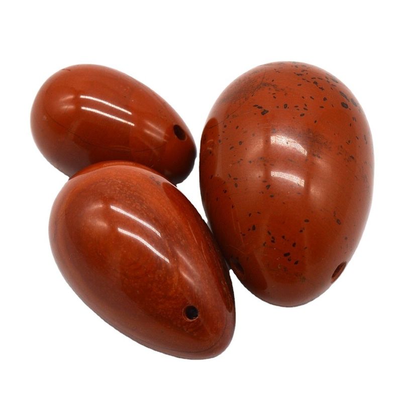 Ovos de Jade Triturados de Jaspe Vermelho Ovos Yoni Naturais Conjunto para Saúde Fisiológica da Mulher OEM aprovado