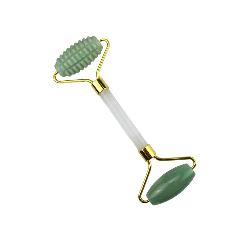 Logotipo personalizado Aventurina Verde Facial Jade Roller Gua Sha Ferramentas Massagista de Máquina de Gestão de Cristal para Massagem Facial Olho Pescoço em 2024