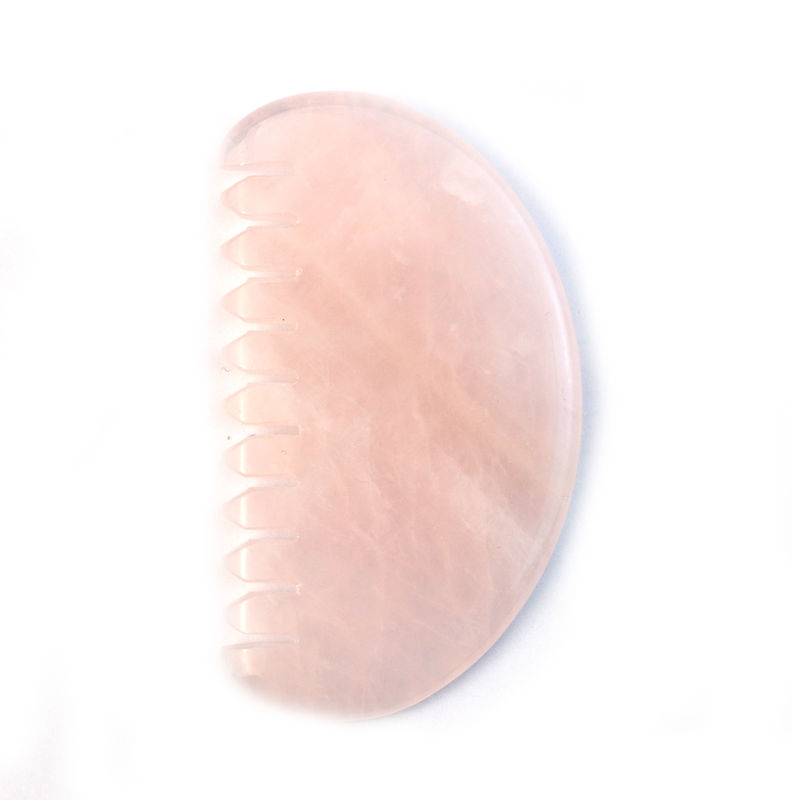 Massagista Facial Natural Rosa Quartz Jade Peito de Cabelo Gua Sha Ferramentas Jade Massagista de Cabeça Para Massagem de Cabeça Terapia Aliviar a Tensão do Cabeço