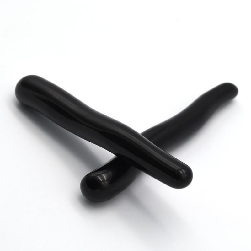 Pedras preciosas da natureza Yoni varinhas curativas Obsidiana preta varinha curva de massagem para cristal de cura feminina