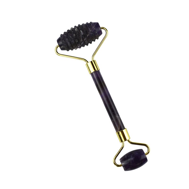 Equipamento de massagem facial 2024 Amethyst Facial Jade Roller 100% Massagista de cristal natural para pele Olho Pescoço Ferramentas de beleza