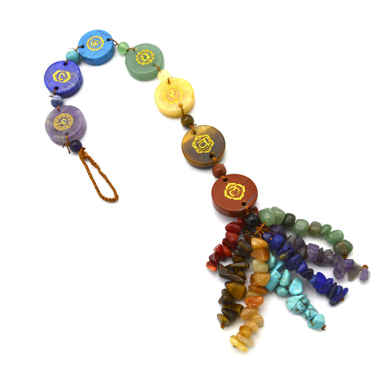 7 Pedras do Chakra Cura Cristal Pedra de Bolso de Palma Reiki Balanceador Pendente para Equilíbrio e Harmonia