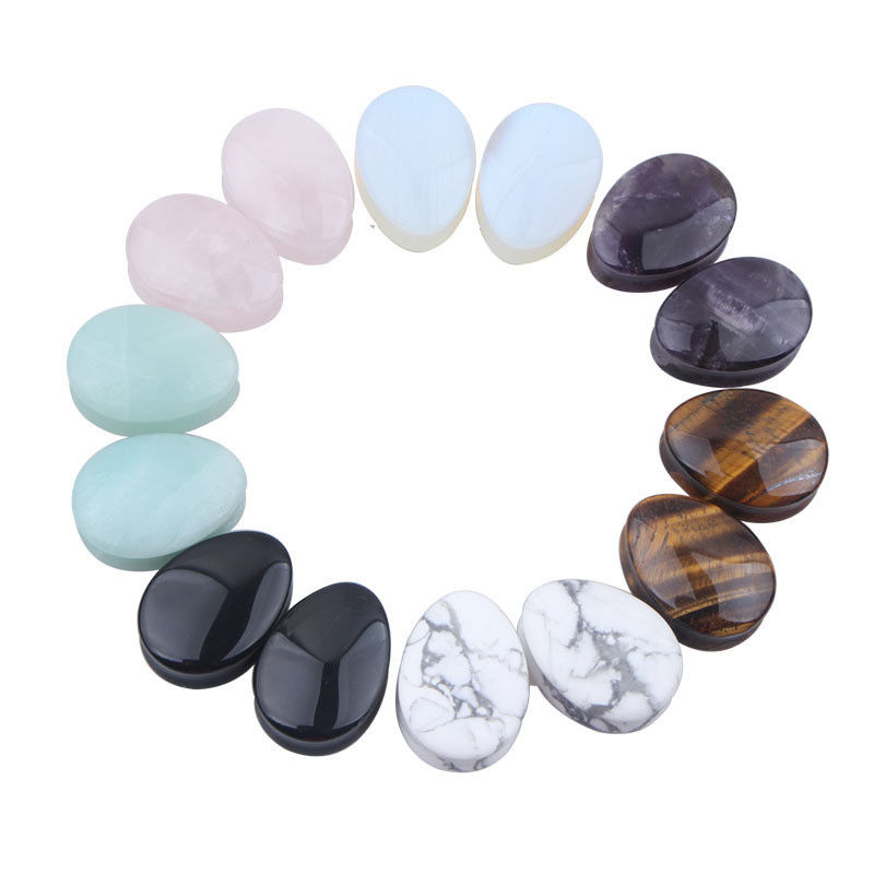 Pedra Auricular Expansão da Orelha Pug Piercing Body Jewelry Natural Crystal Jade Stone Popular OEM ODM Agate Plug Tunnel Jewelry