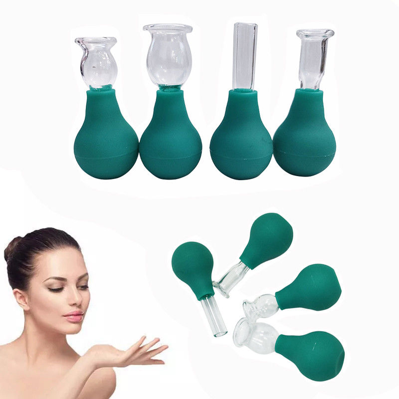 Set de mini-cupping de vidro de PVC para olhos 4 peças de massagem de vácuo de sucção para massagista de corpo e rosto