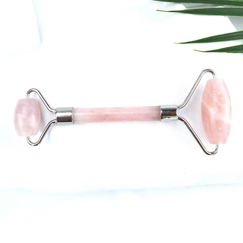 Equipamento de massagem facial Rosa Rosa Quartz Gua Sha Massagem Roller de gelo de jade natural para terapia anti-envelhecimento Nefrite pedra