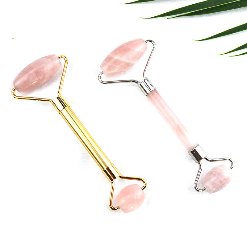 Resina Rosa Quartz Massagista Facial Equipamento de Massagem Facial Jade Roller para Antienvelhecimento e Rejuvenescimento da Pele
