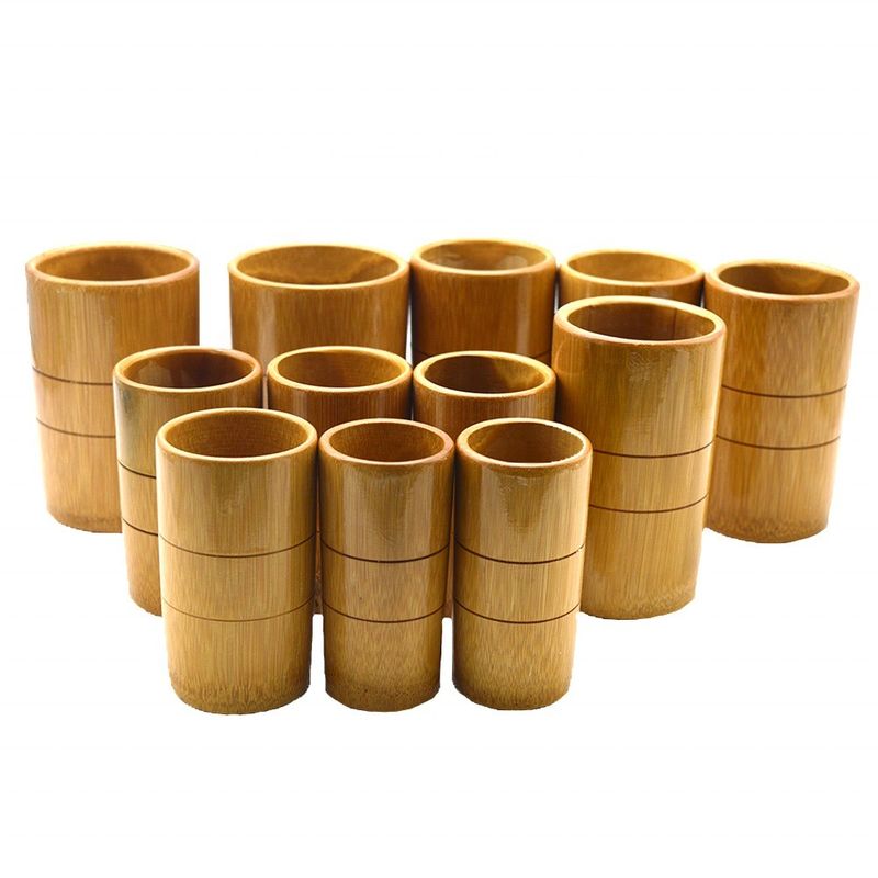 12 Pcs de Bamboo Natural Cupping Therapy Set Chinaess Tradicionais Bamboo Thumb Cupping Cups para Melhor Circulação