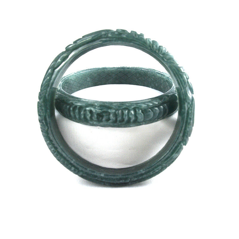 Braceletes de jade esculpidos naturais de mulheres, técnica polida para equipamentos de decoração corporal