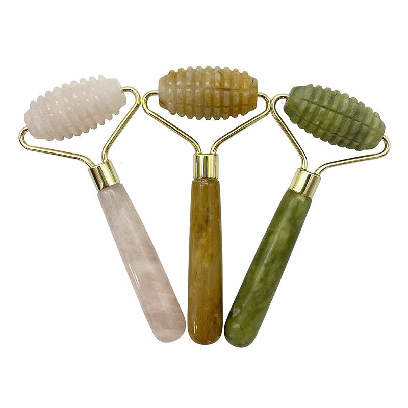 Single Head Spiked Facial Massage Jade Roller para Anti Aging Face Beauty com 100% Natural Jade Stone e Logotipo Personalizado