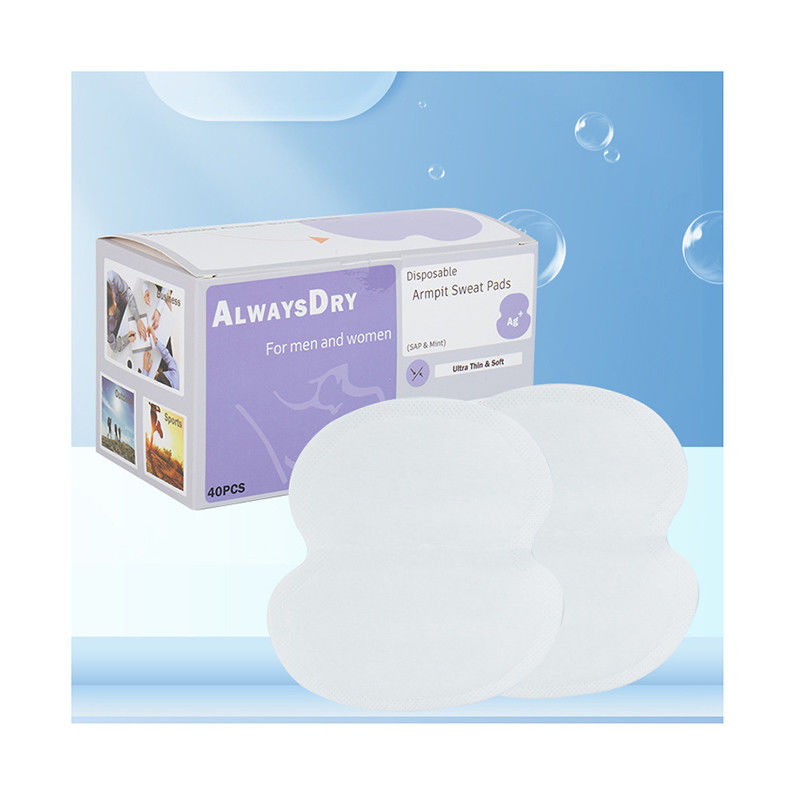 40pcs Ultra-finos de axilas Adesivo absorvente de suor com Polymer Mint Ion Prata Papel não tecido Airlaid SAP Pulpa PE Film